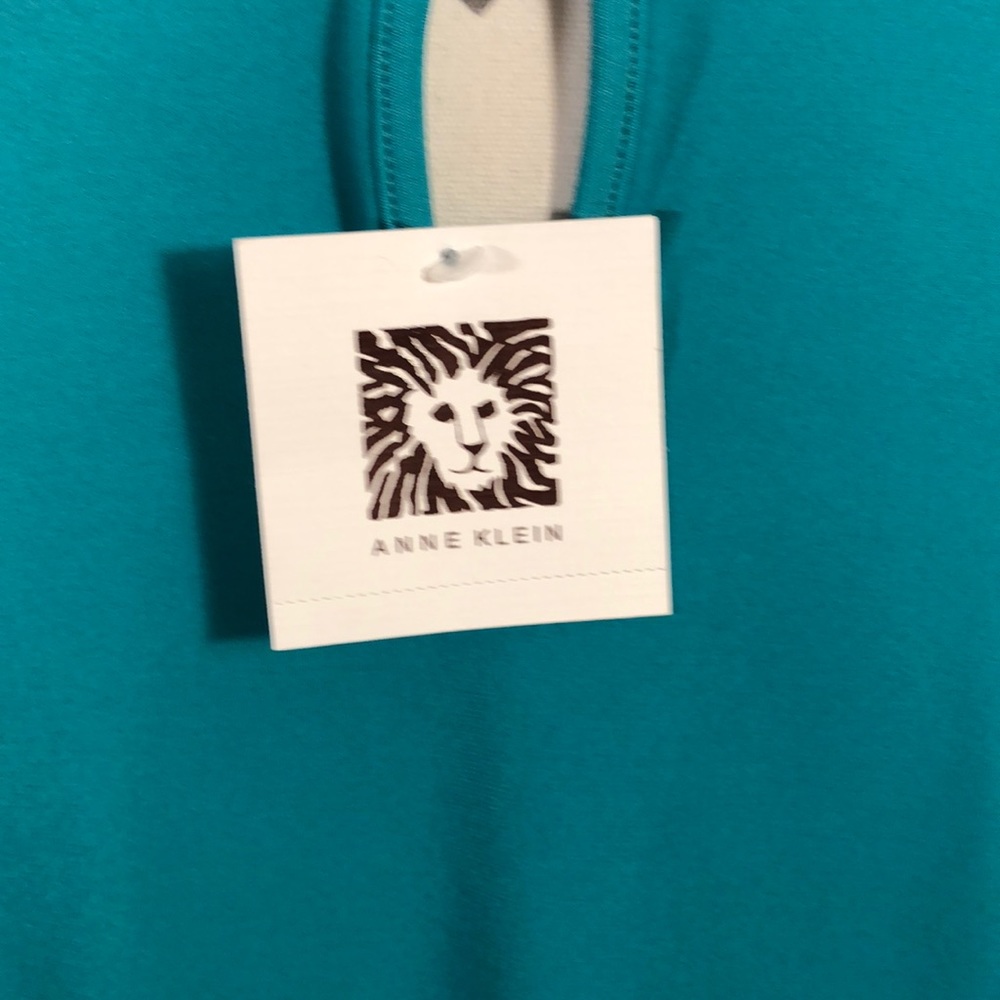Anne Klein Dark Teal Lapis Sleeveless Blouse with Keyhole Cutout in Front - Picture 6 of 8